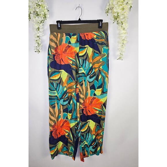 Soft Surroundings Aliso Point Tropical Linen Pants Hawaiian Beachy Size Large - Picture 2 of 12